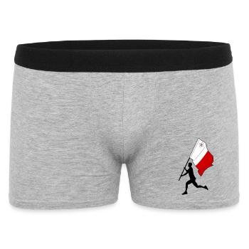 Flagge Malta Mann läuft - Männer Boxer Shorts - Grau meliert - Vorne