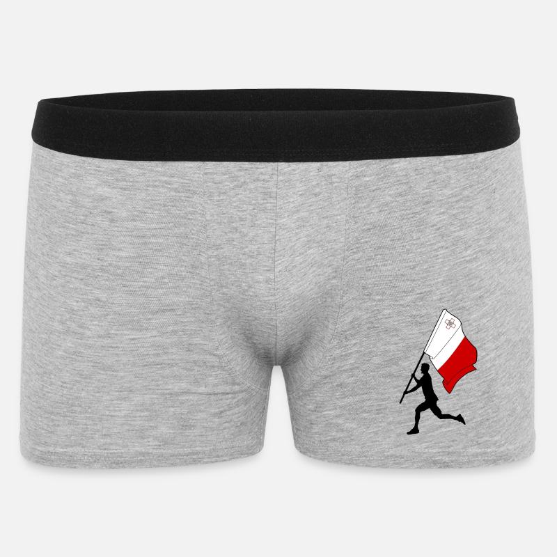 Flagge Malta Mann läuft - Männer Boxer Shorts - Grau meliert