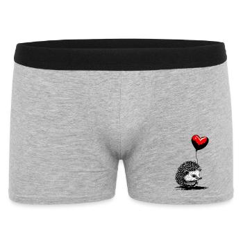 Igel mit Herz Luftballon - Heartful Creatures - Männer Boxer Shorts - Grau meliert - Vorne