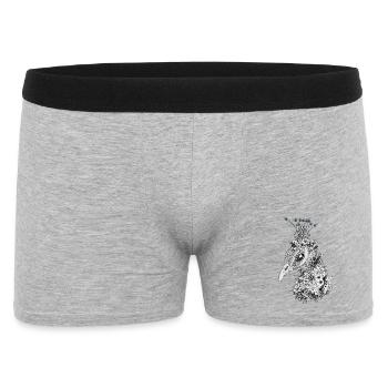 Majestätischer Pfau mit Blumenkrone - Männer Boxer Shorts - Grau meliert - Vorne