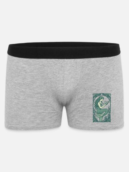 Meerjungfrau Nixe Lesen Buch Bücher Geschenk - Männer Boxer Shorts - Grau meliert