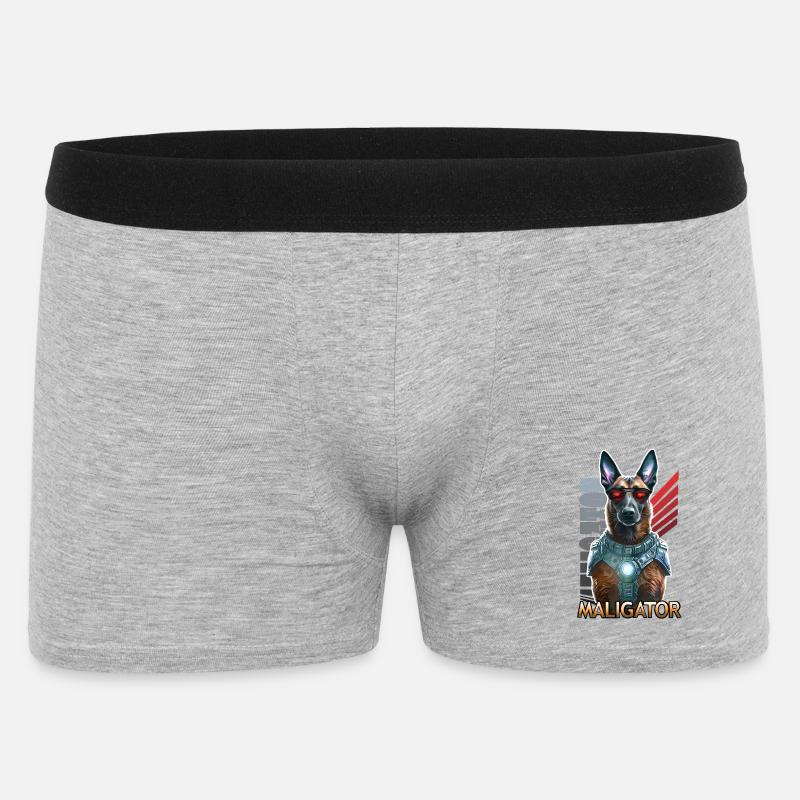 Futuristischer Maligator-Hund mit Brille - Männer Boxer Shorts - Grau meliert