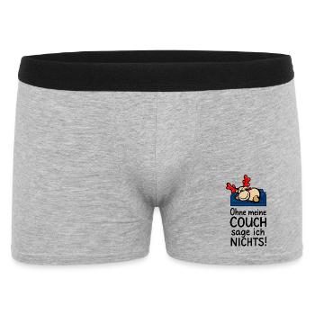 Rentier Elmondo sagt nichts ohne seine Couch ;-) - Männer Boxer Shorts - Grau meliert - Vorne