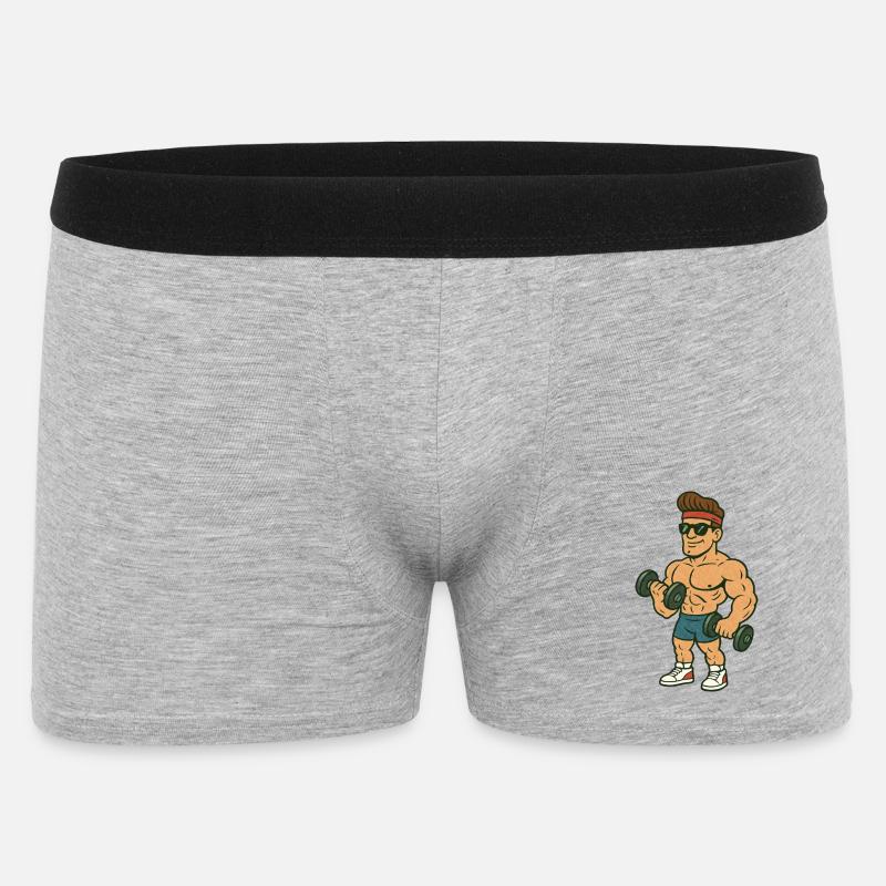 Bodybuilder Comic - Männer Boxer Shorts - Grau meliert