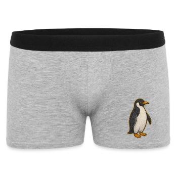 Glitzernder Pinguin Sticker - Männer Boxer Shorts - Grau meliert - Vorne