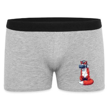 Cool Fox Gamer Nerd Dessin animé en réalité virtuelle - Boxer Homme - gris chiné - Devant