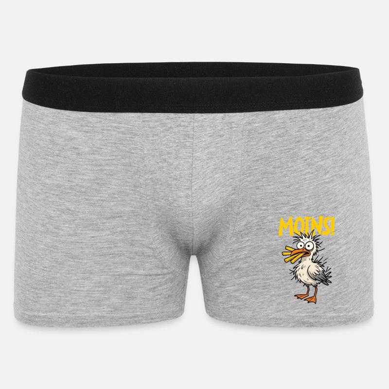 Moins Komische Möwe Mit Pommes - Männer Boxer Shorts - Grau meliert