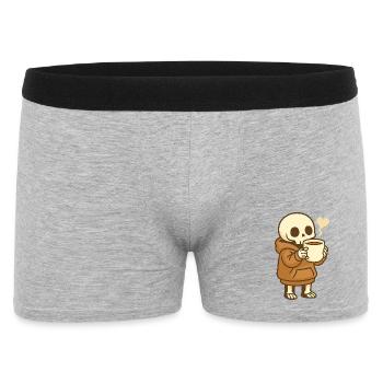 Cozy Kaffee Skelett – Kawaii Cute - Männer Boxer Shorts - Grau meliert - Vorne