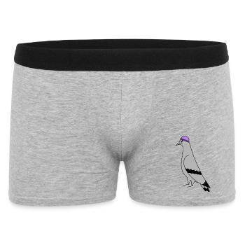 Pigeon with Beanie – Urban Minimal Illustration - Boxer Homme - gris chiné - Devant