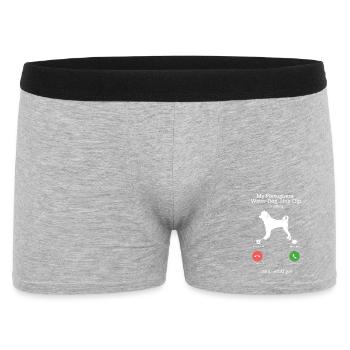 Portuguese Water Dog Is Calling Funny Lion Clip - Men's Boxer Shorts - heather grey - Front