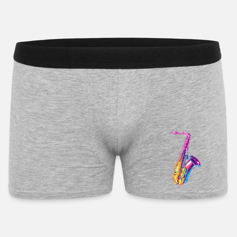 Saxophon Illustration - Männer Boxer Shorts - Grau meliert