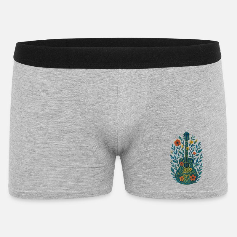 Blumengitarre in Aquarell - Männer Boxer Shorts - Grau meliert