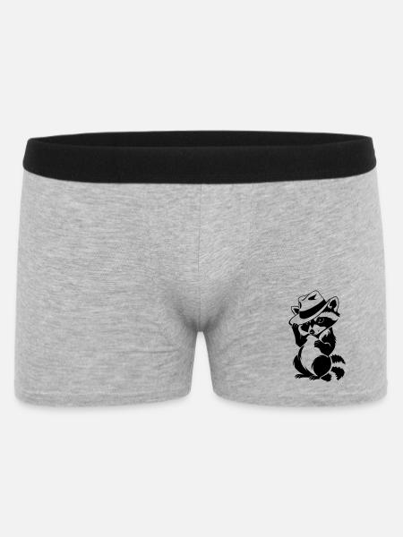 Cute raccoon with hat - Men's Boxer Shorts - heather grey