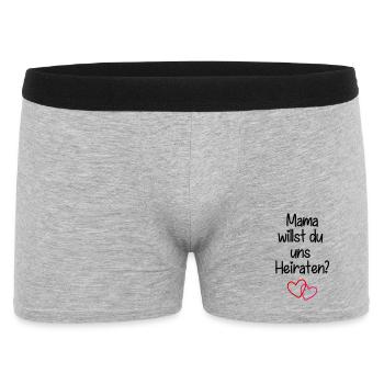 Mama_Heiraten - Männer Boxer Shorts - Grau meliert - Vorne
