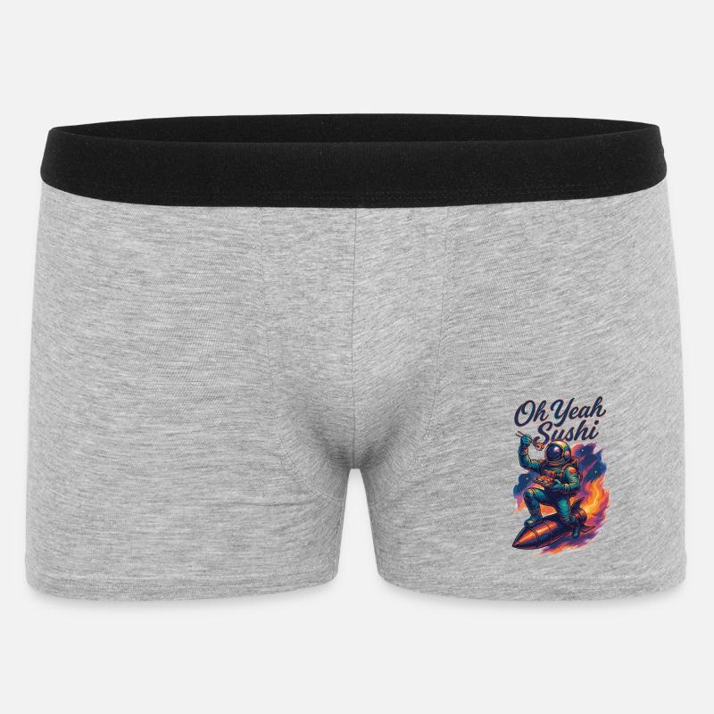 Astronaut på raket: Åh ja, sushi-galaksedesign - Boxer Shorts til mænd - grå meleret