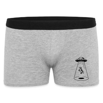 UFO mit Kuh - Männer Boxer Shorts - Grau meliert - Vorne