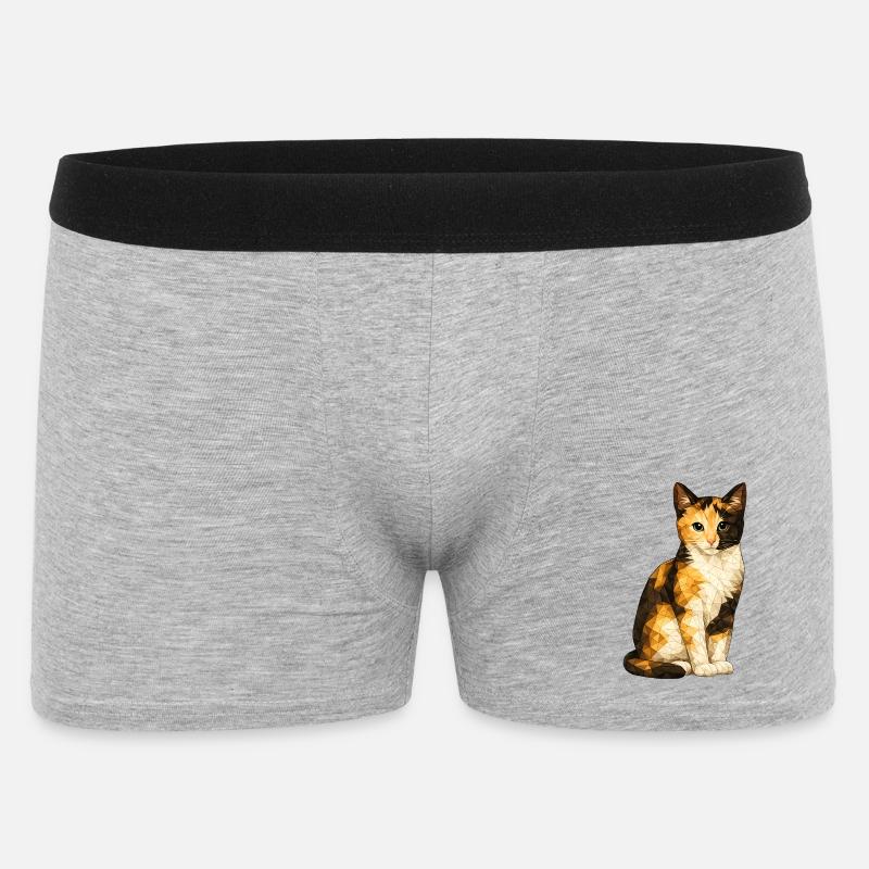 Emmi Polygonkatze Geometrische Niedlichkeit - Männer Boxer Shorts - Grau meliert