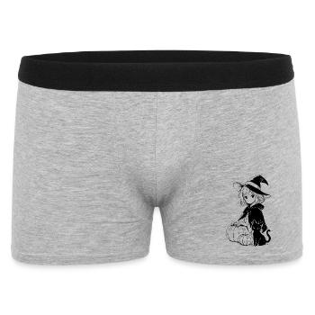 Anime Hexe Schwarze Katze Kürbis Halloween - Männer Boxer Shorts - Grau meliert - Vorne