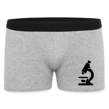 Mikroskop schwarz Wissenschaft Symbol Geschenk - Männer Boxer Shorts - Grau meliert - Vorne