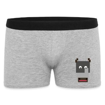 Minimalistisches Hippo-Gesicht - Männer Boxer Shorts - Grau meliert - Vorne