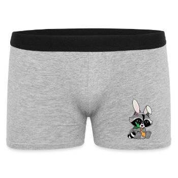 Snuggles der Waschbär im Hasenkostüm mit Möhre - Männer Boxer Shorts - Grau meliert - Vorne