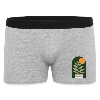 Sonnenpflanze im Dunkelgrün - Männer Boxer Shorts - Grau meliert - Vorne