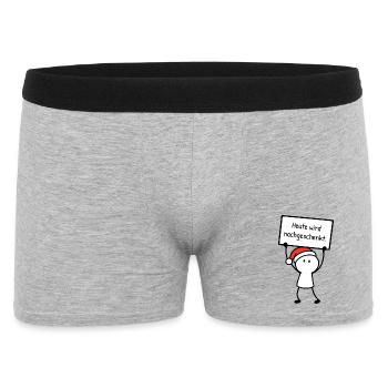 Heute wird nachgeschenkt. | Weihnachtshumor - Männer Boxer Shorts - Grau meliert - Vorne