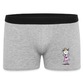 Lustige Prinzessin mit Krone und rosa Kleid - Männer Boxer Shorts - Grau meliert - Vorne