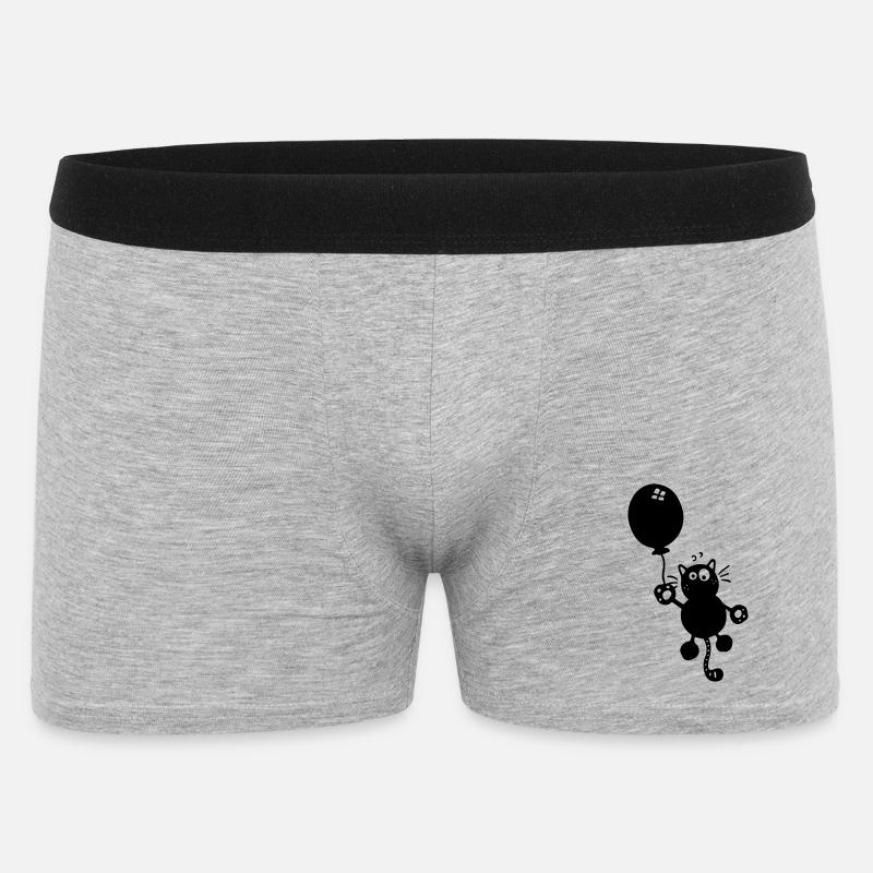 Katze mit Ballon - Männer Boxer Shorts - Grau meliert