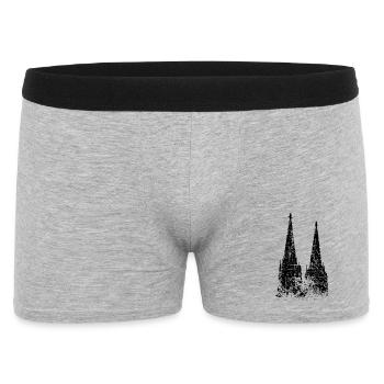 Kölner Dom aus Köln (Vintage/Schwarz) - Männer Boxer Shorts - Grau meliert - Vorne