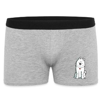Samojede mit Herz - Männer Boxer Shorts - Grau meliert - Vorne
