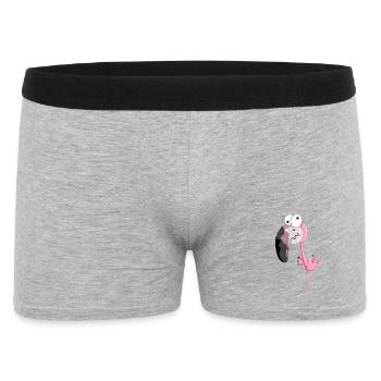 Funny Pink Flamingo - Cartoon - Gift - Men's Boxer Shorts - heather grey - Front