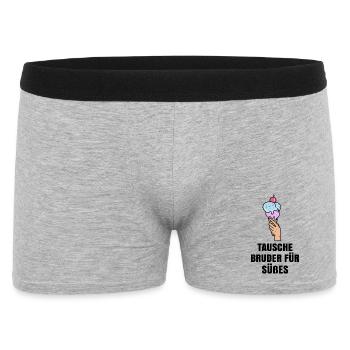 Eis Lecker Nachspeise Lustig Statement Süßigkeiten - Männer Boxer Shorts - Grau meliert - Vorne