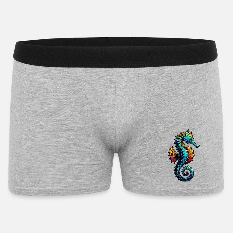 Seepferdchen - Männer Boxer Shorts - Grau meliert