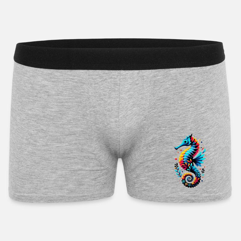 Seepferdchen - Männer Boxer Shorts - Grau meliert