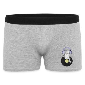 Nostalgic kitten who loves vinyl records - Men's Boxer Shorts - heather grey - Front