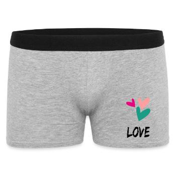 LIEBE. PAAR. GERADE VERHEIRATET. Junggesellinnenabschied. VALENTINSTAG. - Männer Boxer Shorts - Grau meliert - Vorne