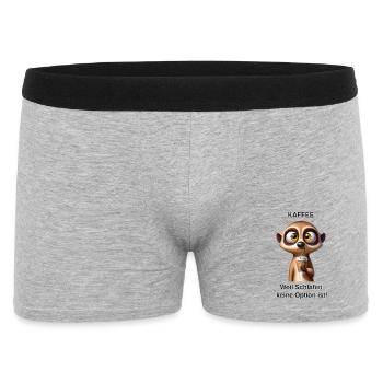Müdes Erdmännchen mit Kaffee - Männer Boxer Shorts - Grau meliert - Vorne
