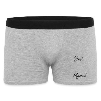 LIEBE. PAAR. GERADE VERHEIRATET. Junggesellinnenabschied. VALENTINSTAG. - Männer Boxer Shorts - Grau meliert - Vorne
