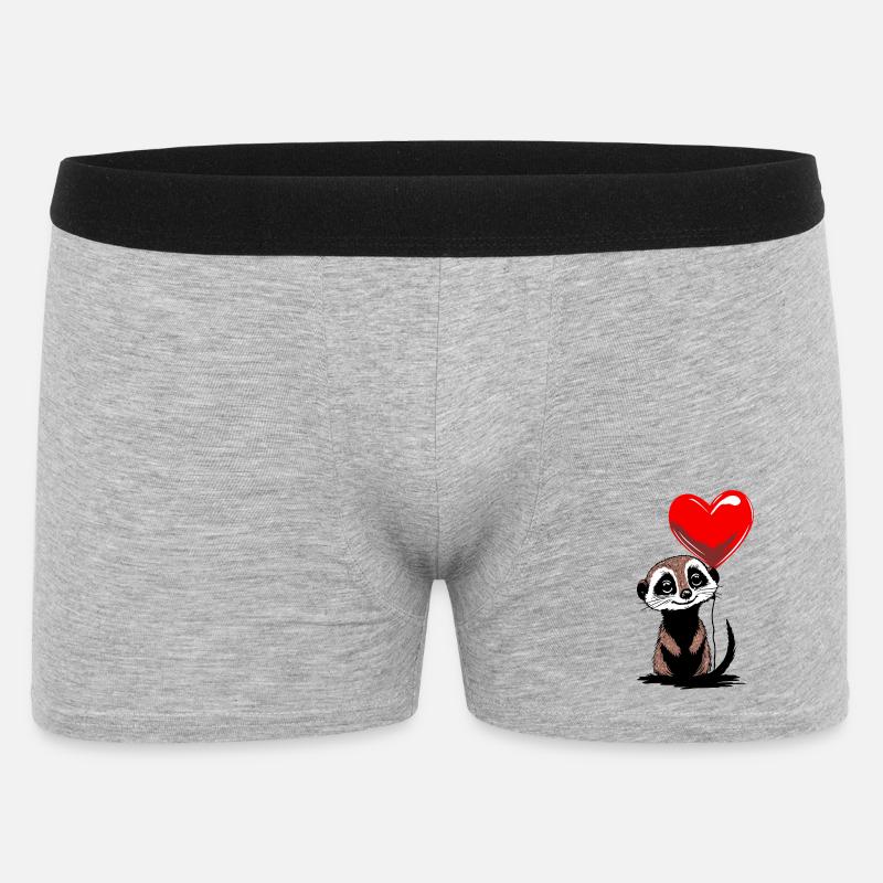 Erdmännchen Herz Luftballon - Heartful Creatures - Männer Boxer Shorts - Grau meliert