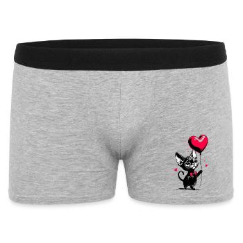 Katze Sphynx Herz Luftballon - Heartful Creatures - Männer Boxer Shorts - Grau meliert - Vorne
