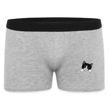 Cat Pocket peeks cute cat in the pocket - Men's Boxer Shorts - heather grey - Front