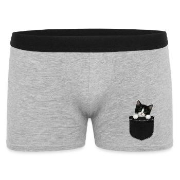 Cat Pocket peeks cute cat in the pocket - Men's Boxer Shorts - heather grey - Front
