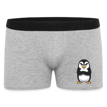Grumpy Penguin Cartoon Sour Grumpy Annoyed - Men's Boxer Shorts - heather grey - Front