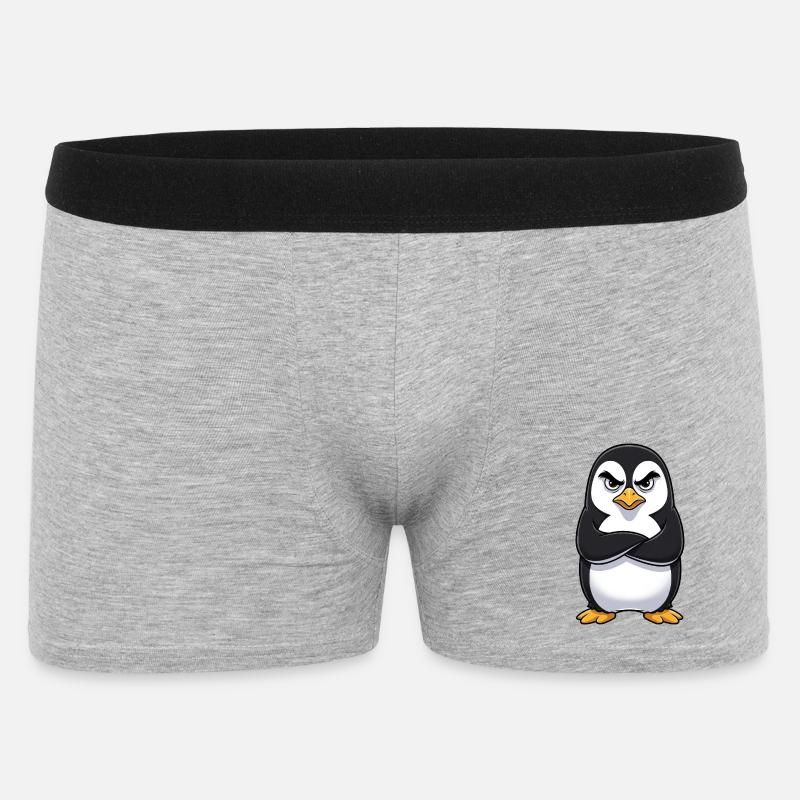 Grumpy Penguin Cartoon Sour Grumpy Annoyed - Men's Boxer Shorts - heather grey