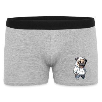 Pug Hoodie Stadtstyle - Männer Boxer Shorts - Grau meliert - Vorne