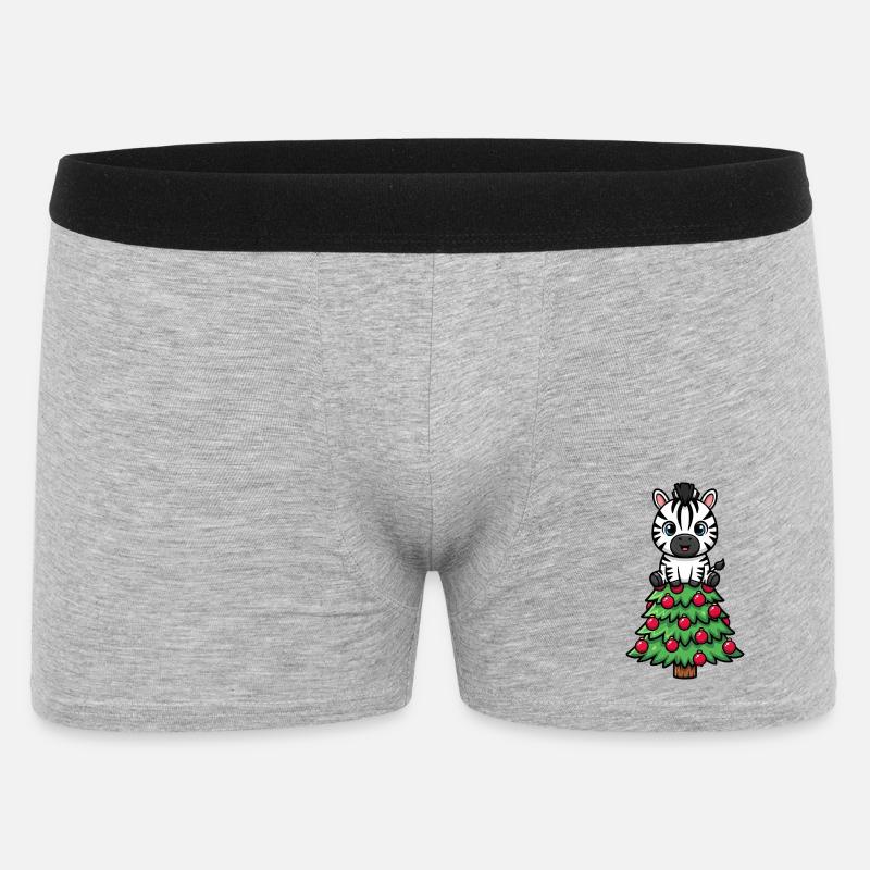 Süßes Zebra Weihnachtsbaum Cartoon Heiligabend - Männer Boxer Shorts - Grau meliert