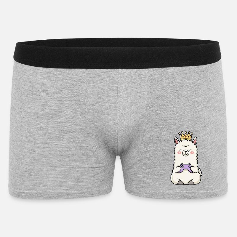 gamen controller krone lama - Männer Boxer Shorts - Grau meliert