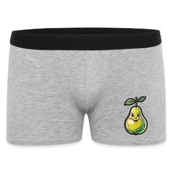 Fröhliche Birne Cartoon - Männer Boxer Shorts - Grau meliert - Vorne