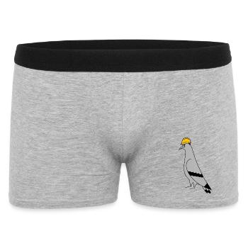 Pigeon Construction Helmet – Minimal Illustration - Männer Boxer Shorts - Grau meliert - Vorne